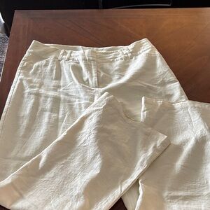 Dressbarn Off-White Linen Blend Pants